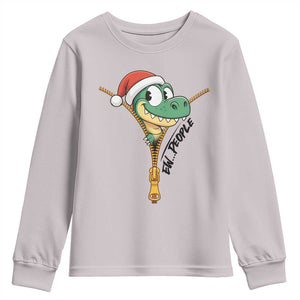 Funny Christmas Dinosaur Youth Sweatshirt Ew People Xmas Gift TS12 Ice Gray Print Your Wear