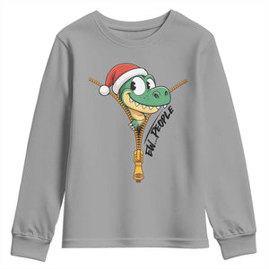 Funny Christmas Dinosaur Youth Sweatshirt Ew People Xmas Gift TS12 Sport Gray Print Your Wear