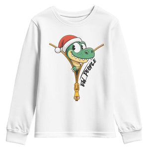 Funny Christmas Dinosaur Youth Sweatshirt Ew People Xmas Gift TS12 White Print Your Wear