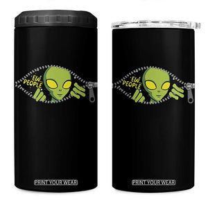 Funny Alien 4 in 1 Can Cooler Tumbler Ew People Hater Quote TS12 One Size: 16 oz Black Print Your Wear