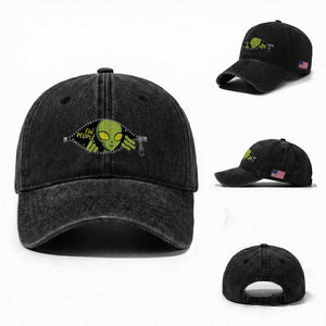 Funny Alien Washed Cotton Baseball Cap Ew People Hater Quote TS12 Washed Cap Universal Fit Black Print Your Wear