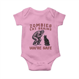 Funny Bigfoot And Black Cat Baby Onesie Zombies Eat Brains Dont Worry You Are Safe