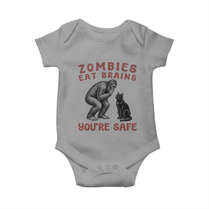 Funny Bigfoot And Black Cat Baby Onesie Zombies Eat Brains Dont Worry You Are Safe