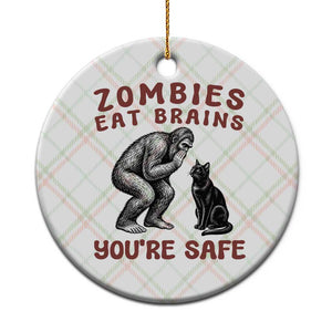 Funny Bigfoot And Black Cat Ceramic Ornament Zombies Eat Brains Dont Worry You Are Safe