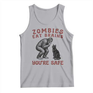 Funny Bigfoot And Black Cat Tank Top Zombies Eat Brains Dont Worry You Are Safe