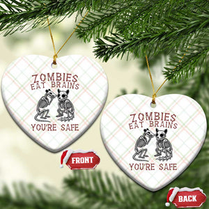Funny Opossum Raccoon Skeleton Ceramic Ornament Zombies Eat Brains Dont Worry You Are Safe
