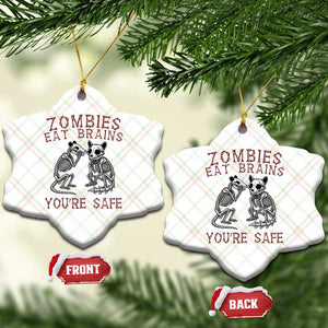 Funny Opossum Raccoon Skeleton Ceramic Ornament Zombies Eat Brains Dont Worry You Are Safe
