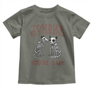 Funny Opossum Raccoon Skeleton Toddler T Shirt Zombies Eat Brains Dont Worry You Are Safe