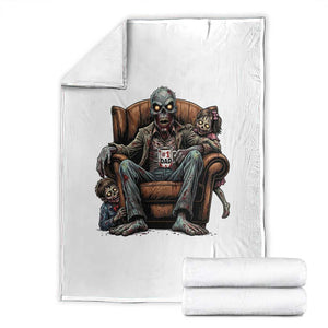 Funny #1 Dad Zombie Horror Throw Blanket Halloween Family Father Gift