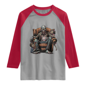 Funny #1 Dad Zombie Horror Raglan Shirt Halloween Family Father Gift