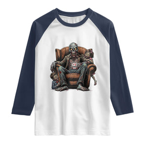 Funny #1 Dad Zombie Horror Raglan Shirt Halloween Family Father Gift