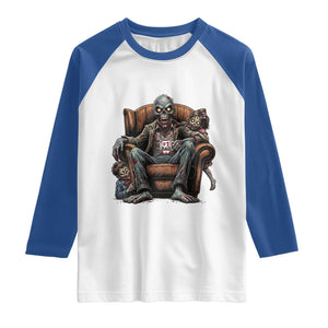 Funny #1 Dad Zombie Horror Raglan Shirt Halloween Family Father Gift