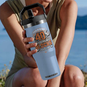 Funny 40th Birthday Mechanic Flip Straw Tumbler This Is What 40 And Playing With Blocks Looks Like TS12 One Size: 30 oz Light Blue Print Your Wear
