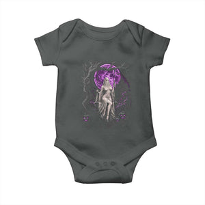 Mystical Ghost Girl Halloween Baby Onesie Gothic Purple Moon Haunted Castle Art