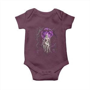 Mystical Ghost Girl Halloween Baby Onesie Gothic Purple Moon Haunted Castle Art