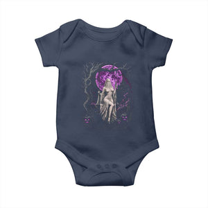 Mystical Ghost Girl Halloween Baby Onesie Gothic Purple Moon Haunted Castle Art