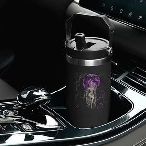 Mystical Ghost Girl Halloween Flip Straw Tumbler Gothic Purple Moon Haunted Castle Art TS12 Print Your Wear