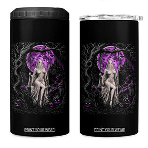 Mystical Ghost Girl Halloween 4 in 1 Can Cooler Tumbler Gothic Purple Moon Haunted Castle Art TS12 One Size: 16 oz Black Print Your Wear