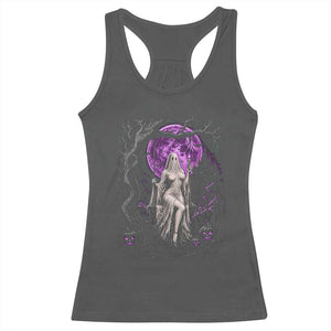 Mystical Ghost Girl Halloween Racerback Tank Top Gothic Purple Moon Haunted Castle Art