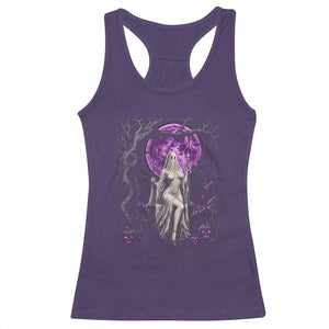 Mystical Ghost Girl Halloween Racerback Tank Top Gothic Purple Moon Haunted Castle Art