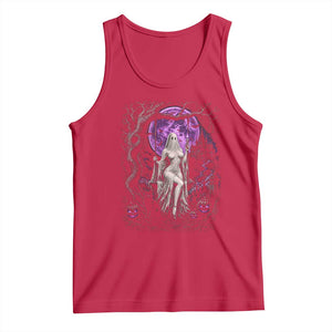 Mystical Ghost Girl Halloween Tank Top Gothic Purple Moon Haunted Castle Art