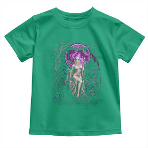 Mystical Ghost Girl Halloween Toddler T Shirt Gothic Purple Moon Haunted Castle Art
