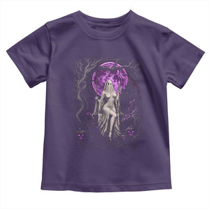 Mystical Ghost Girl Halloween Toddler T Shirt Gothic Purple Moon Haunted Castle Art