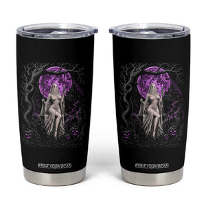 Mystical Ghost Girl Halloween Tumbler Cup Gothic Purple Moon Haunted Castle Art TS12 Black Print Your Wear