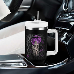 Mystical Ghost Girl Halloween Tumbler With Handle Gothic Purple Moon Haunted Castle Art TS12 Print Your Wear