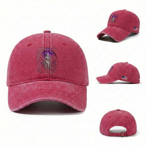 Mystical Ghost Girl Halloween Washed Cotton Baseball Cap Gothic Purple Moon Haunted Castle Art