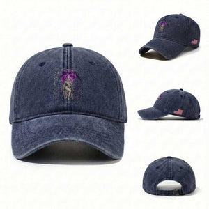 Mystical Ghost Girl Halloween Washed Cotton Baseball Cap Gothic Purple Moon Haunted Castle Art