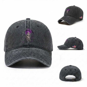 Mystical Ghost Girl Halloween Washed Cotton Baseball Cap Gothic Purple Moon Haunted Castle Art