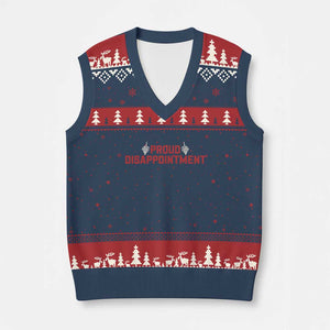 Proud Disappointment Skeleton Middle Fingers Badge V-Neck Knit Sweater Vest Funny Sarcastic Dark Humor