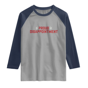 Proud Disappointment Skeleton Middle Fingers Badge Raglan Shirt Funny Sarcastic Dark Humor