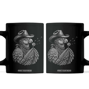 Funny Cowboy Hoatzin Coffee Mug Blowing Dandelion Western Bird Gift TS12 Black Print Your Wear