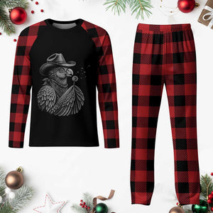 Funny Cowboy Hoatzin Plaid Pajama Set Blowing Dandelion Western Bird Gift