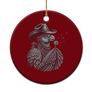 Funny Cowboy Hoatzin Ceramic Ornament Blowing Dandelion Western Bird Gift