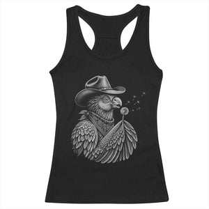 Funny Cowboy Hoatzin Racerback Tank Top Blowing Dandelion Western Bird Gift