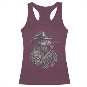 Funny Cowboy Hoatzin Racerback Tank Top Blowing Dandelion Western Bird Gift