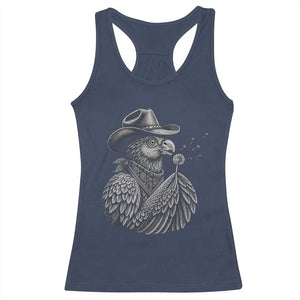 Funny Cowboy Hoatzin Racerback Tank Top Blowing Dandelion Western Bird Gift
