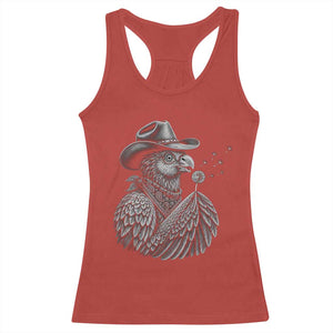 Funny Cowboy Hoatzin Racerback Tank Top Blowing Dandelion Western Bird Gift