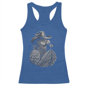 Funny Cowboy Hoatzin Racerback Tank Top Blowing Dandelion Western Bird Gift