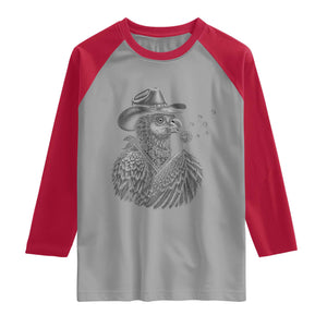 Funny Cowboy Hoatzin Raglan Shirt Blowing Dandelion Western Bird Gift