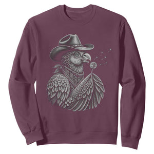 Funny Cowboy Hoatzin Sweatshirt Blowing Dandelion Western Bird Gift