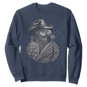 Funny Cowboy Hoatzin Sweatshirt Blowing Dandelion Western Bird Gift