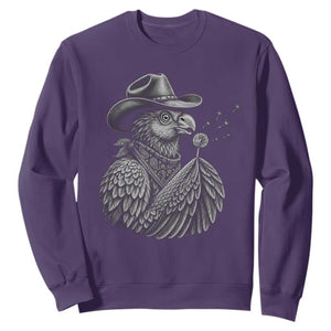 Funny Cowboy Hoatzin Sweatshirt Blowing Dandelion Western Bird Gift