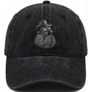 Funny Cowboy Hoatzin Washed Cotton Baseball Cap Blowing Dandelion Western Bird Gift