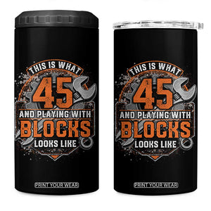 Funny 45th Birthday Mechanic 4 in 1 Can Cooler Tumbler This Is What 45 And Playing With Blocks Looks Like TS12 One Size: 16 oz Black Print Your Wear