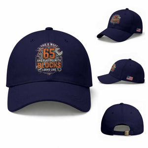 Funny 65th Birthday Mechanic Baseball Cap This Is What 65 And Playing With Blocks Looks Like