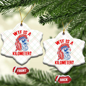 WTF is A Kilometer Ceramic Ornament Patriotic Eagle 4th of July USA American Flag